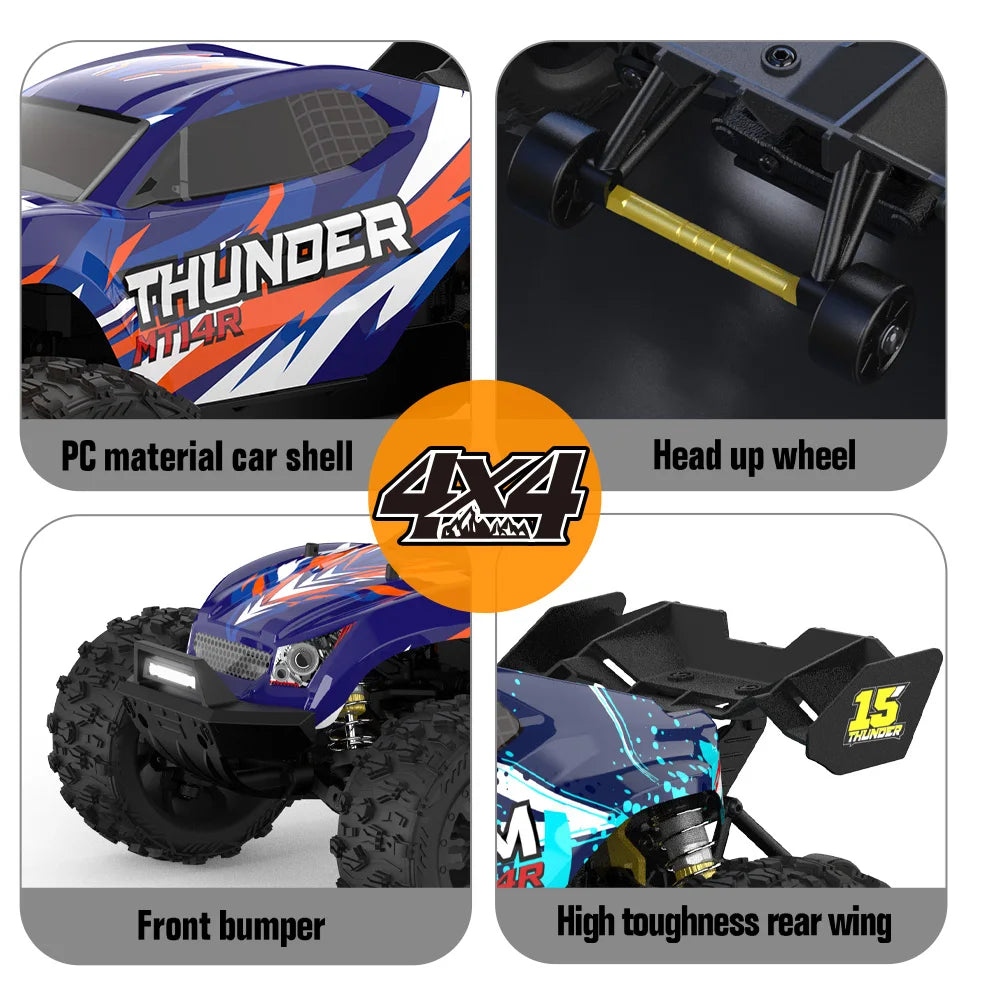 JIUSI MT14R 1/14 RC Racing Car 3S Battery 4WD 80km/h Brushless Motor 2.4G Remote Control 35C High Speed Off-road RC Truck