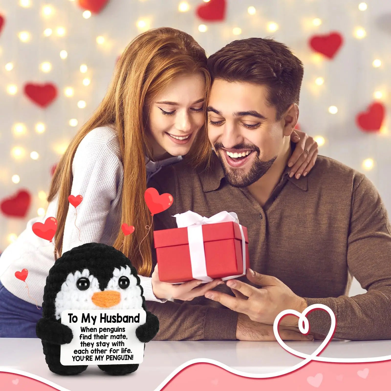Gifts for Him Her Boyfriend Girlfriend Birthday Christmas To My Love Handmade Crochet Penguin Wedding Anniversary Valentines