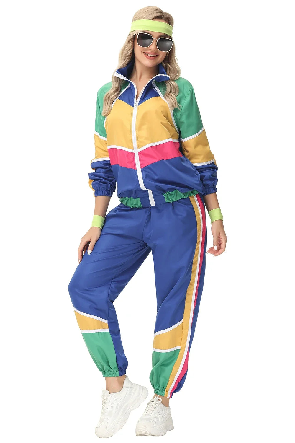 Couples Hippie Costumes for Women Men 80s 90s Retro Sportwear Hippie Disco Cosplay Costume Halloween Party Role Playing Clothes