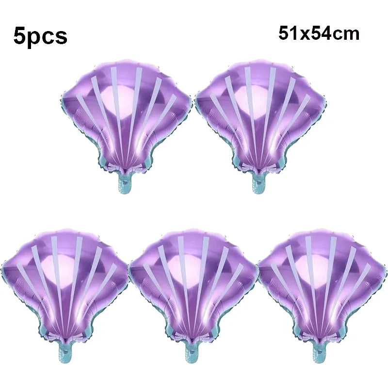 Mermaid Tableware Set Paper Plates Cup Tablecloth Little Mermaid Balloons Kids Girl Mermaid Birthday Party Decoration Supplies