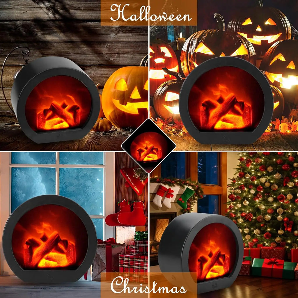 Fireplace Flame Light, Fake Fireplace LED Table Lights USB or Battery Power Lamp for Holiday Winter Gift Party Warm Home Decor