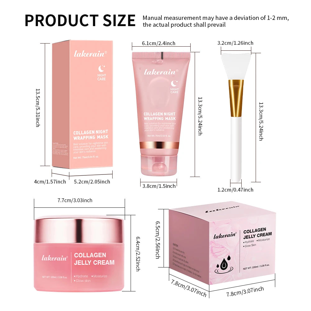 Collagen Jelly Cream Hydrolyzed Collagen Overnight Facial Mask Wrapping Peel-Off Mask Hydrating Firming Moisturizing SkinCare