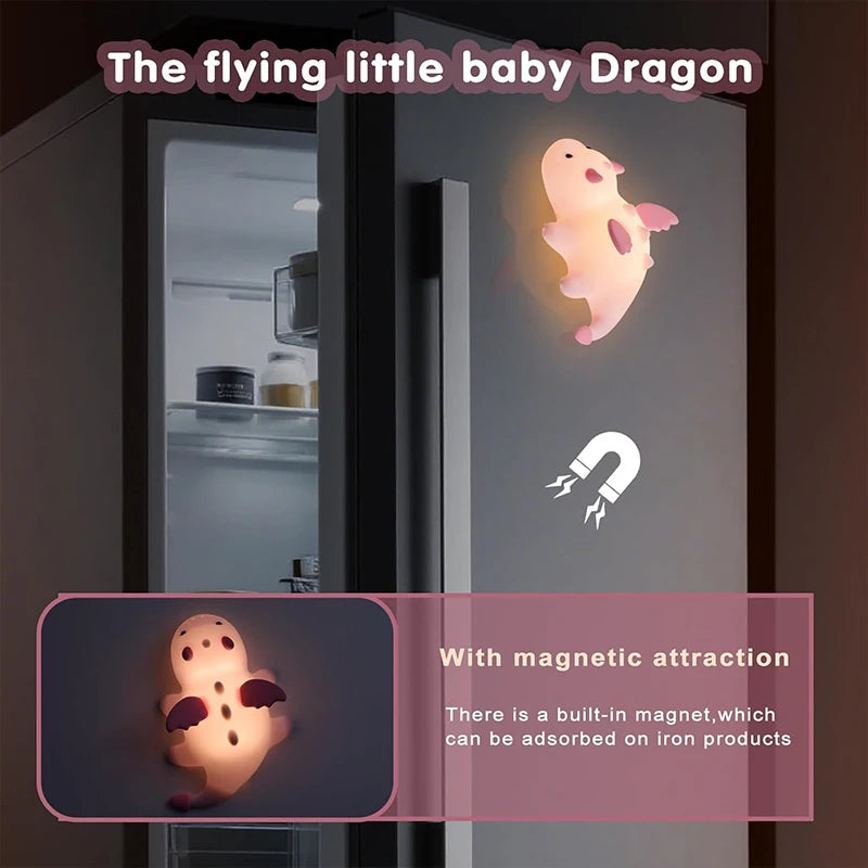 NEW Cute Dragon Night Light Rechargeable 8 Colors Dimmable Silicone Night Lamp Magnetic Base & Timer for Home Decor Gift