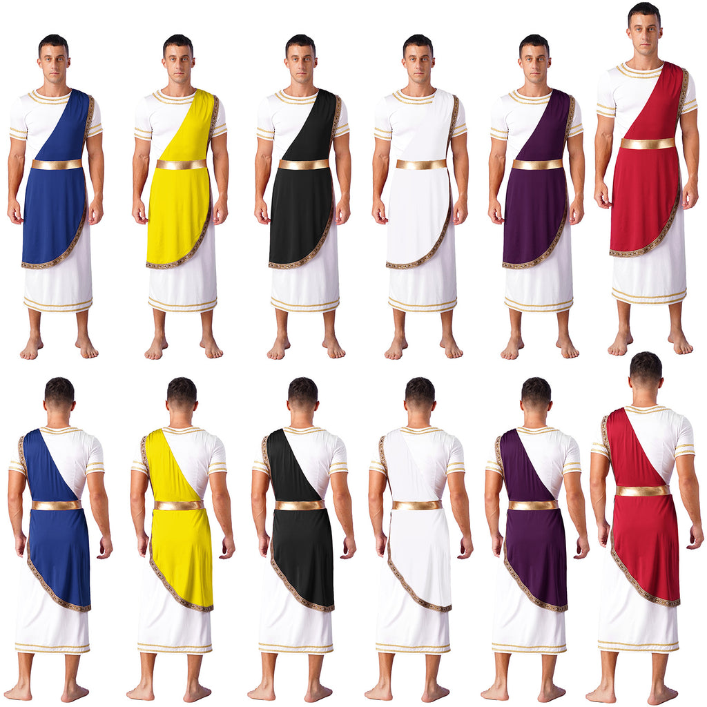 Mens Ancient Greek God Cosplay Outfit Roman Robe Costumes Ancient Greek Toga Spartan Dress Up Retro Vintage Warrior Clothing