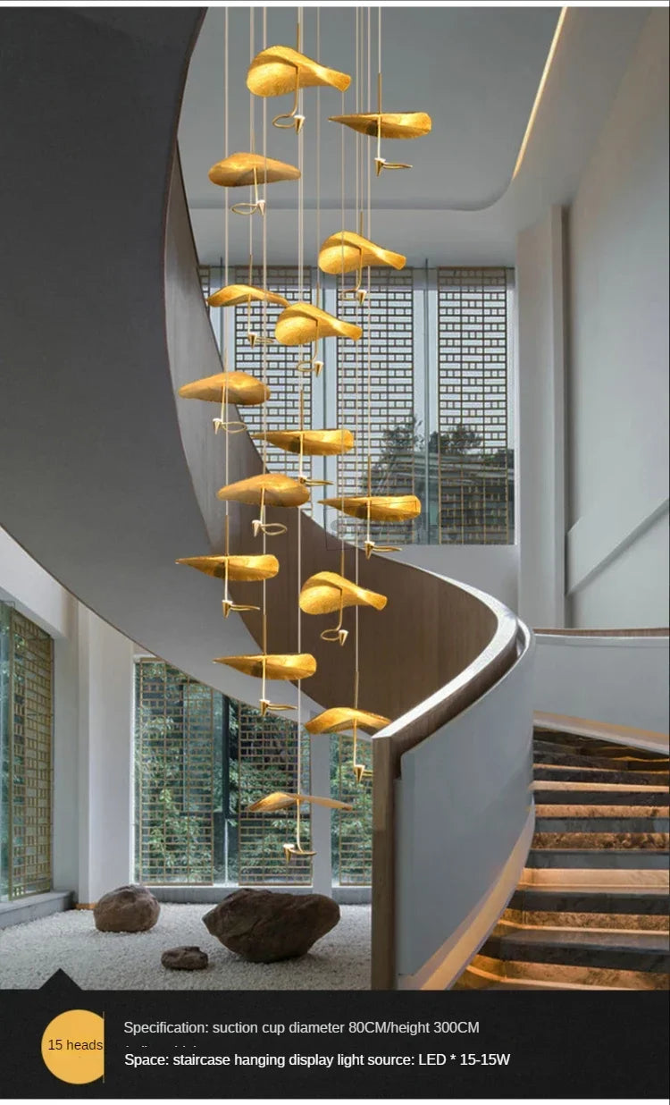 Nordic Modern LED Ceiling Chandelier for Living Dining Room Staircase Pendant Lamp Home Decor Lighting Suspension Design Fixture