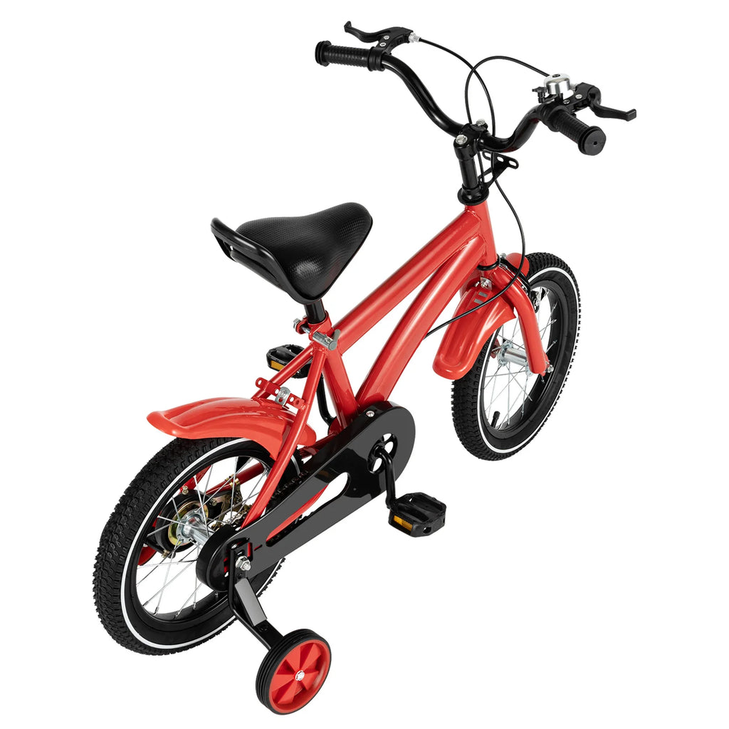 14inch Children's Bicycle with Training Wheel for 2-5 Year-Old Boys and Girls, Height Adjustable Kids Bike White/Yellow/Red/Blue