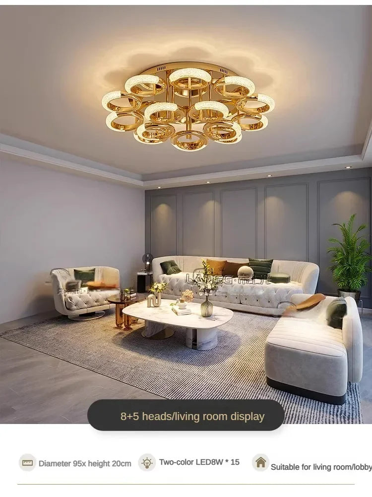 Modern Chandelier For Living Room Bedroom Nordic Golden Ring Ceiling Lamp Luxury Home Decor Indoor Ceiling Light Lustre Fixtures