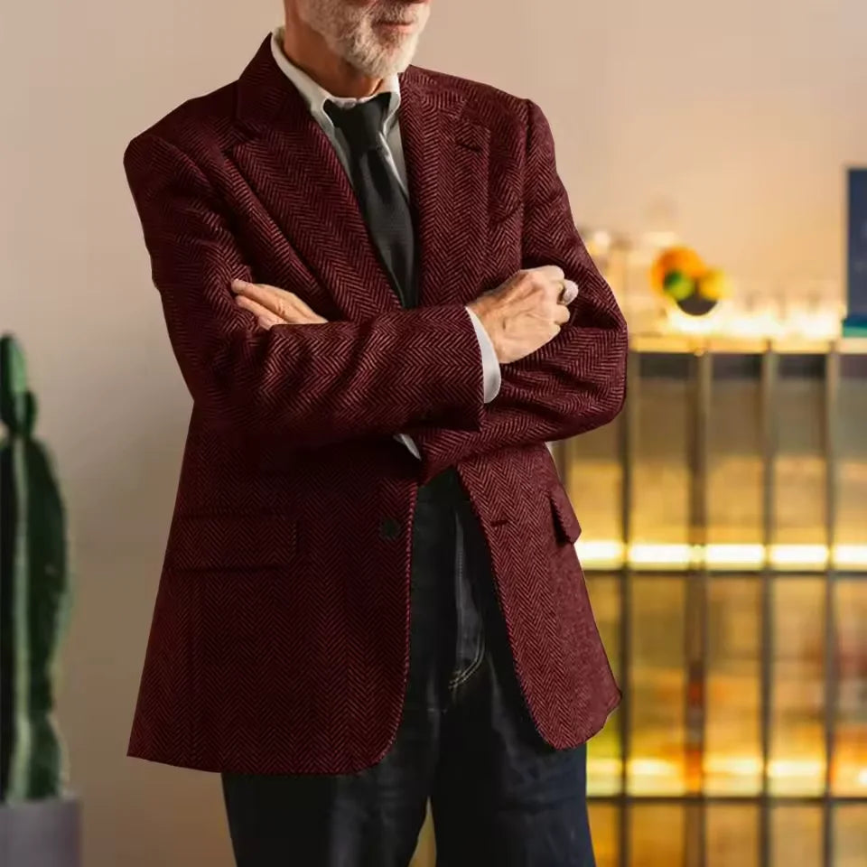 Mens Clothing Men's Large Herringbone Jacket Casual Blazer Single-breasted Slim Jacket Casual Fashion Comfortable Outerwear Coat