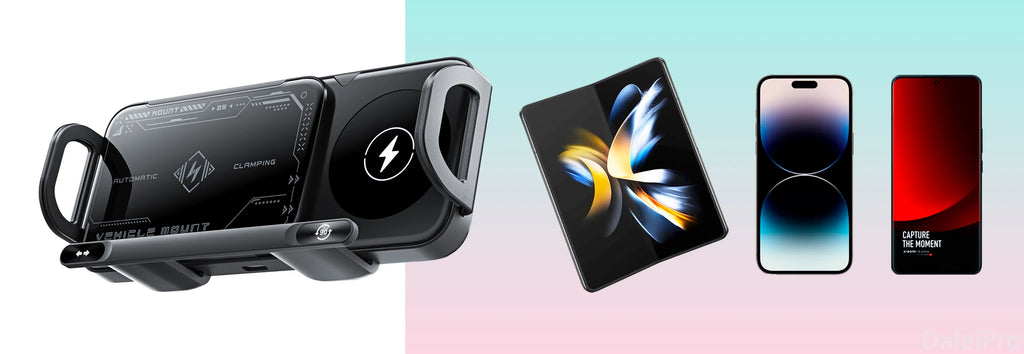 Foldable Phone Holder Car Wireless Charging Phone Mount Universal Phone Holder Intelligent Induction Electric Rotation Charger