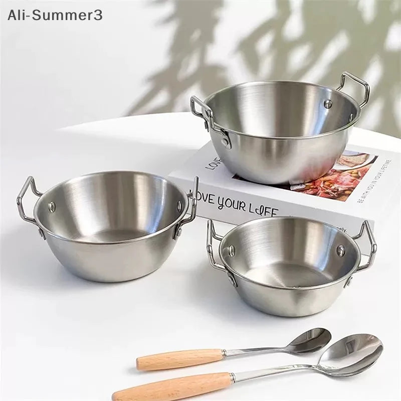 Stainless Steel Seafood Rice Pot Home Cooking Paella Pan Picnic Snack Plates Cookware Saucepan Dry Pots With Handle For Kitchen