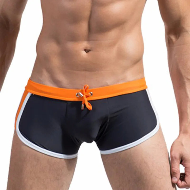 Men's Swimming Trunks with Drawstring Flat Angle Swim Shorts Quick Dry Beach Shorts for Water Sports