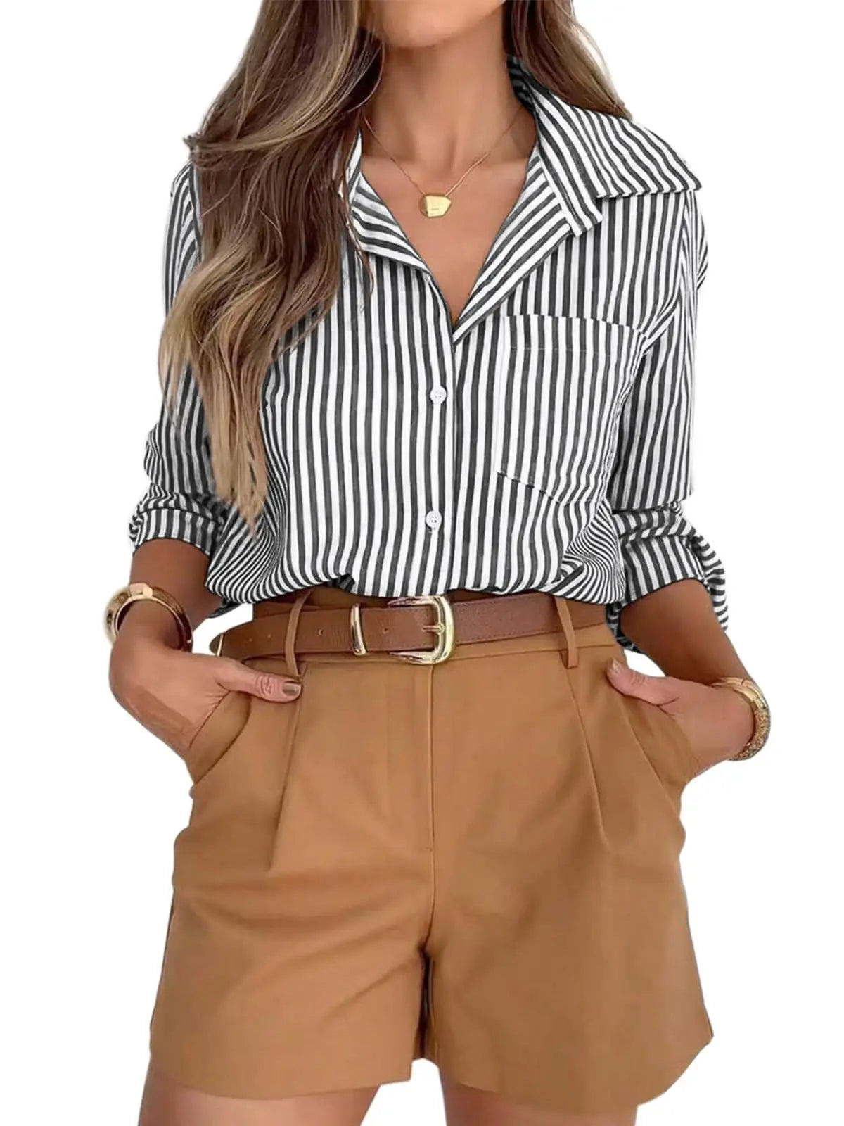 Woman Clothing Informal Long Shirt Shirt, Women's Lingerie, Cardigan Open And Stylish, Polyester Style, Full Decorative Length