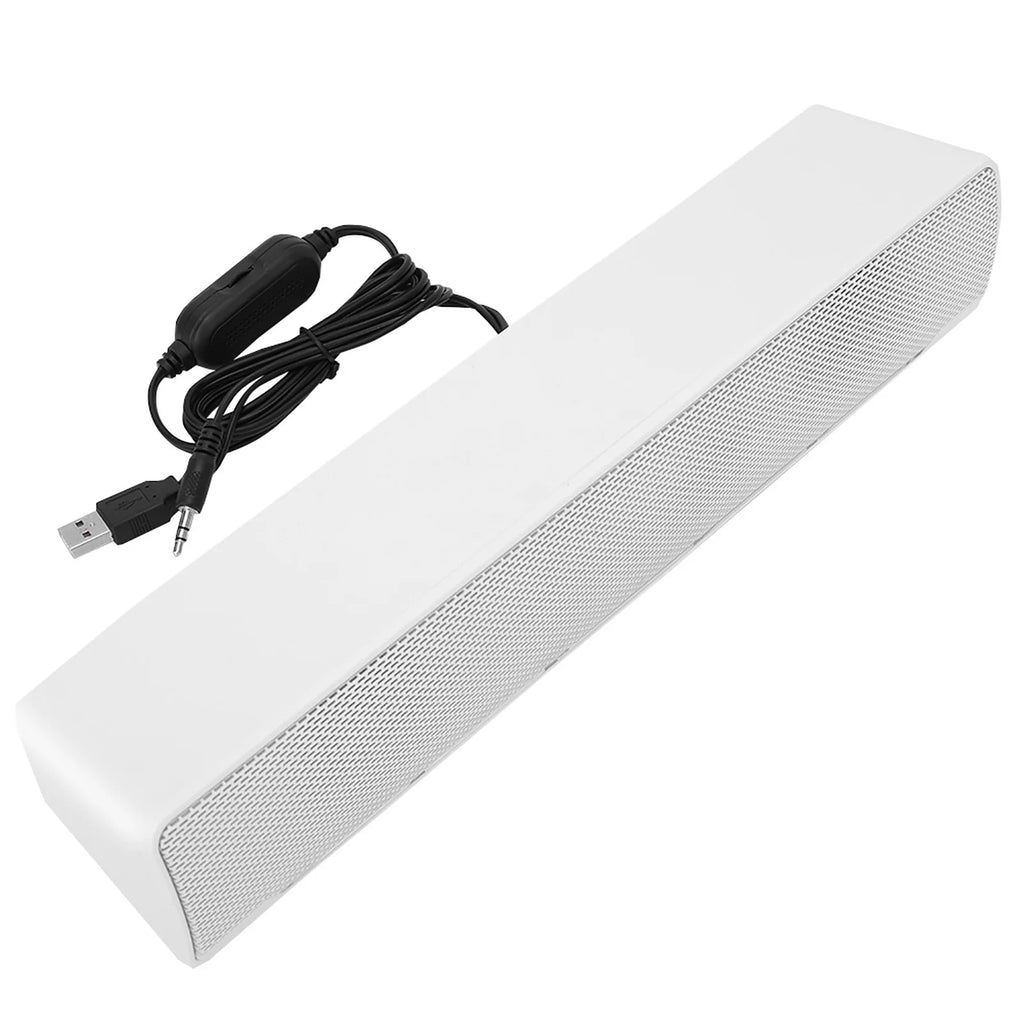 Portable Stereo Soundbar USB Wired Speaker Music Player Bass Surround Sound Box 3.5mm Input for TV PC Laptop Home Theater System