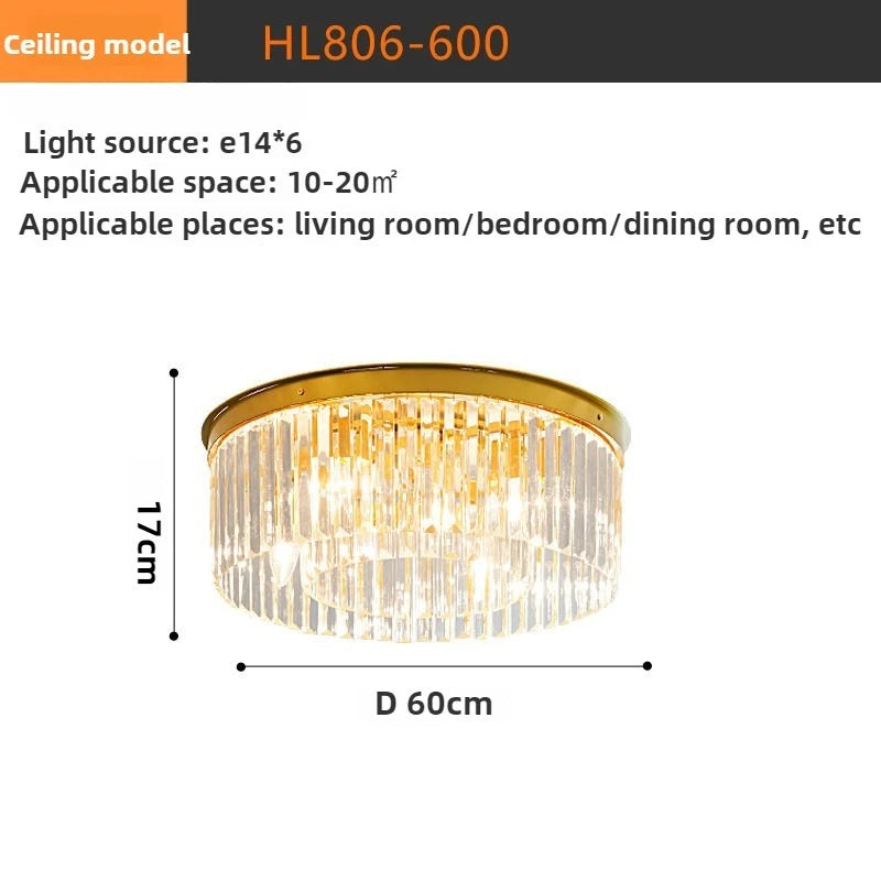 Modern LED Crystal Chandelier American Atmosphere Living Room Villa Hanging Light Bedroom Dining Room Pendant Lamp Home Decor