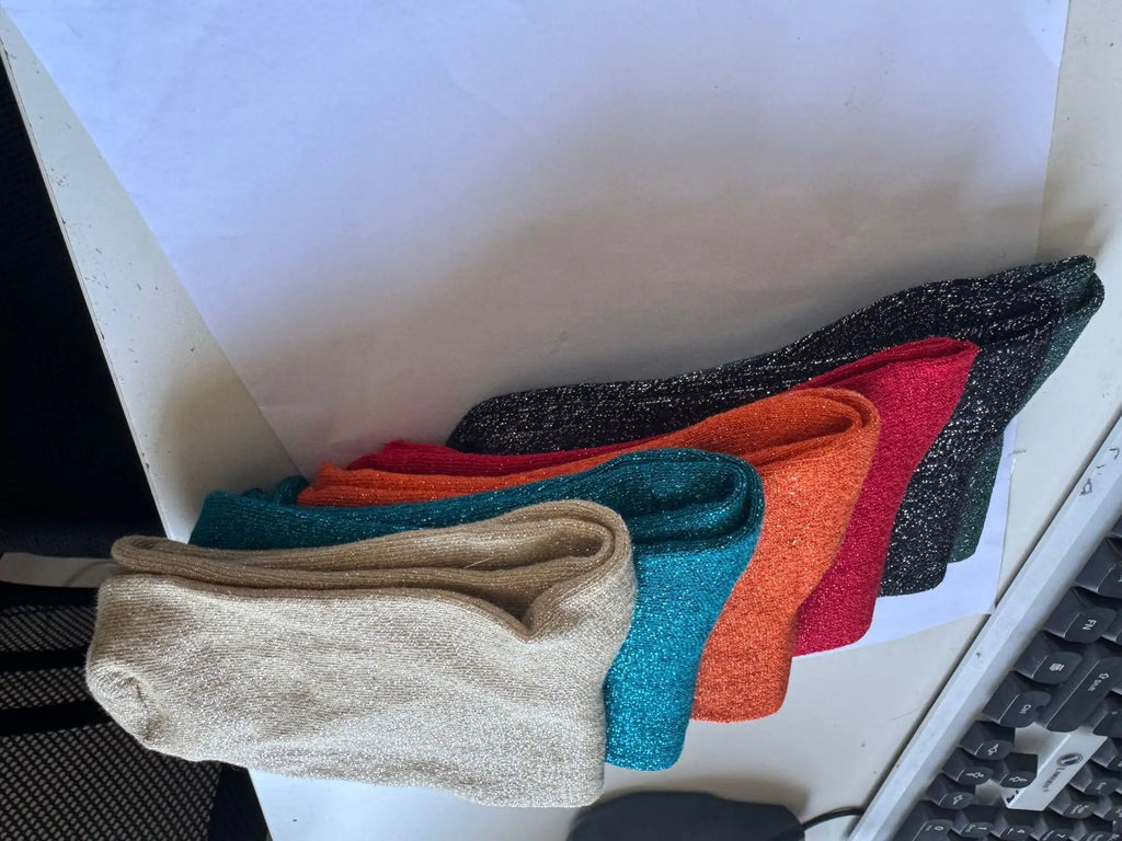 Women's Socks Spring  Japanese-style Gold Silver Thread Socks Solid Color Thin Breathable Mid-calf For Girl Funny Fashion Simple