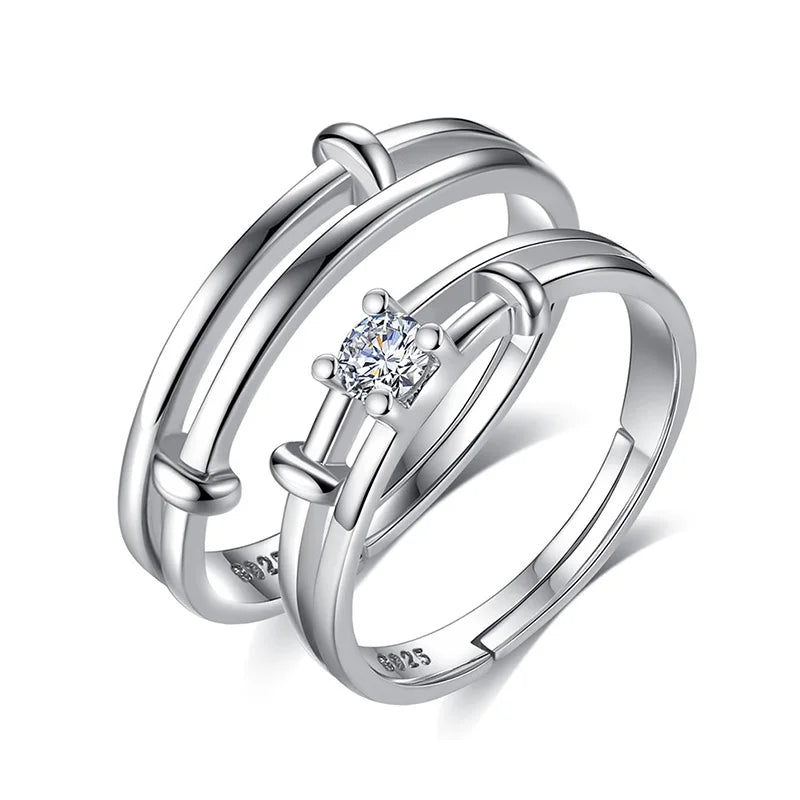 Classic Couple Rings For Men Women CZ Stone Trendy Wedding Lovers' Ring Jewelry Romantic Valentine's Day Present Ring Accessory