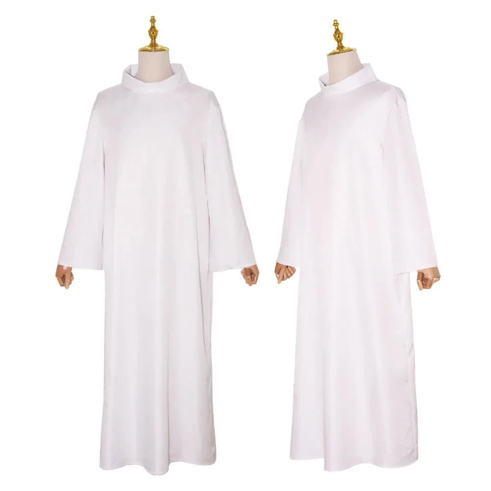 Adult Medieval Priest Costume Muslim Islamic Missionary White Long Robe Clergy Cosplay Outfits Halloween Carnival Party Clothes