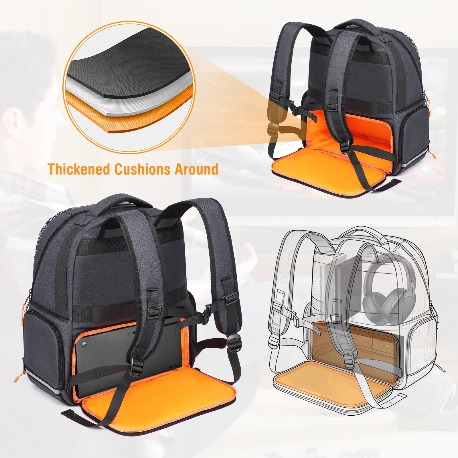 Backpack Compatible with Xbox Series X/S Console Bag with Separate Storage Room Console Headset Pockets for Gaming Accessories