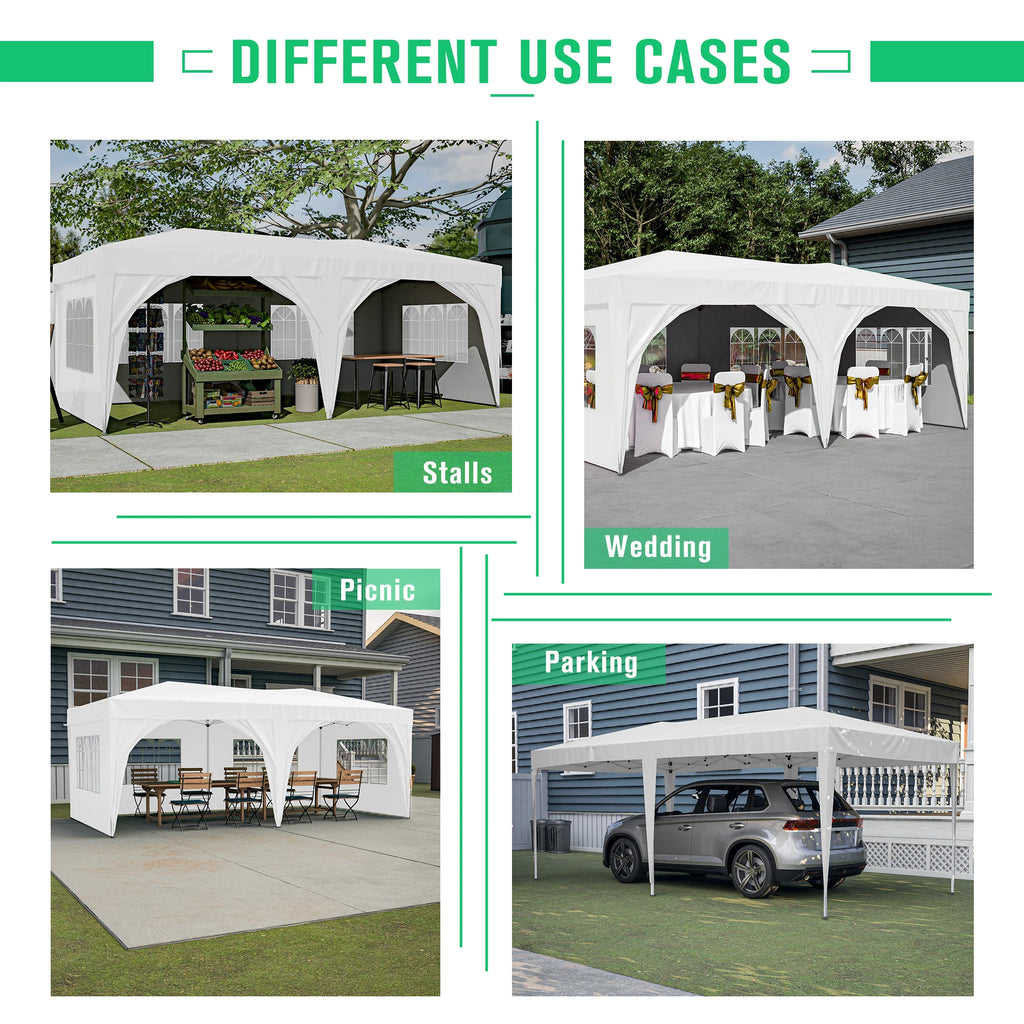 LZBEITEM 10' x 20' Pop Up Canopy Tent with 6 Removable Sidewalls & Carry Bag, Waterproof Anti-UV Party Wedding Tents Gazebo