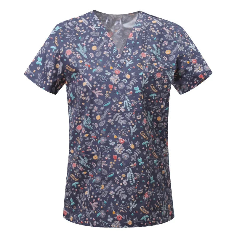 Women's Nursing Clothing High-quality Print Top Accessories Doctors Medical Uniform Hospital Nurse Beauty Salon Scrubs Top Women