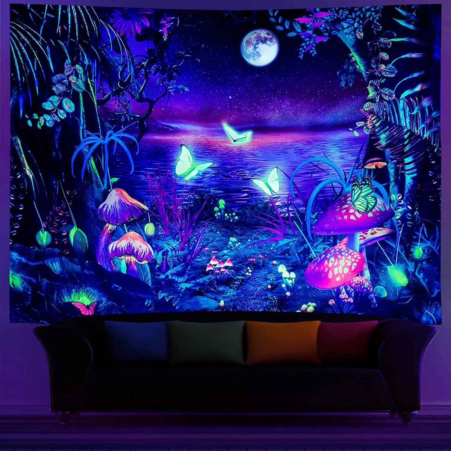 Fluorescent tapestry Wall hanging cloth Bedroom decoration psychedelic art poster