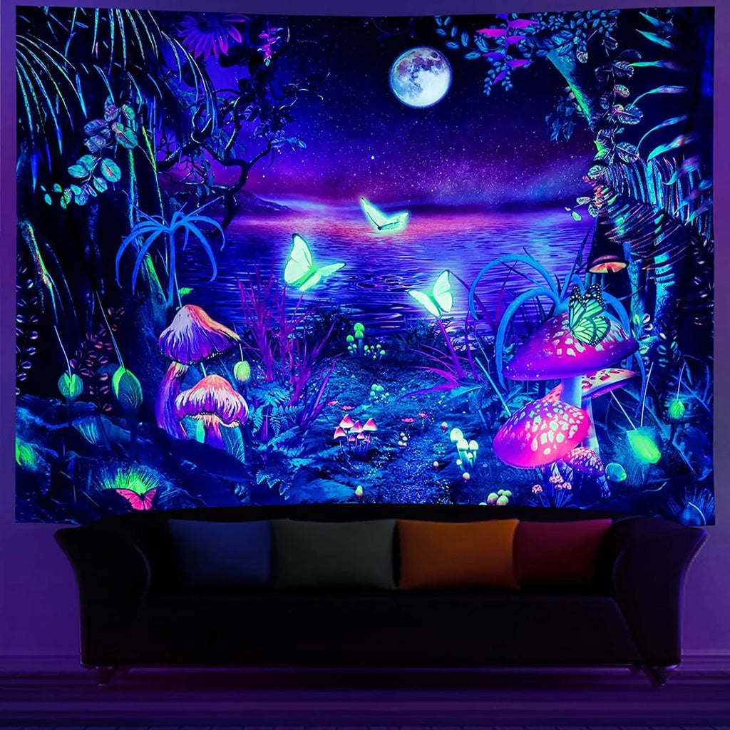 Fluorescent tapestry Wall hanging cloth Bedroom decoration psychedelic art poster