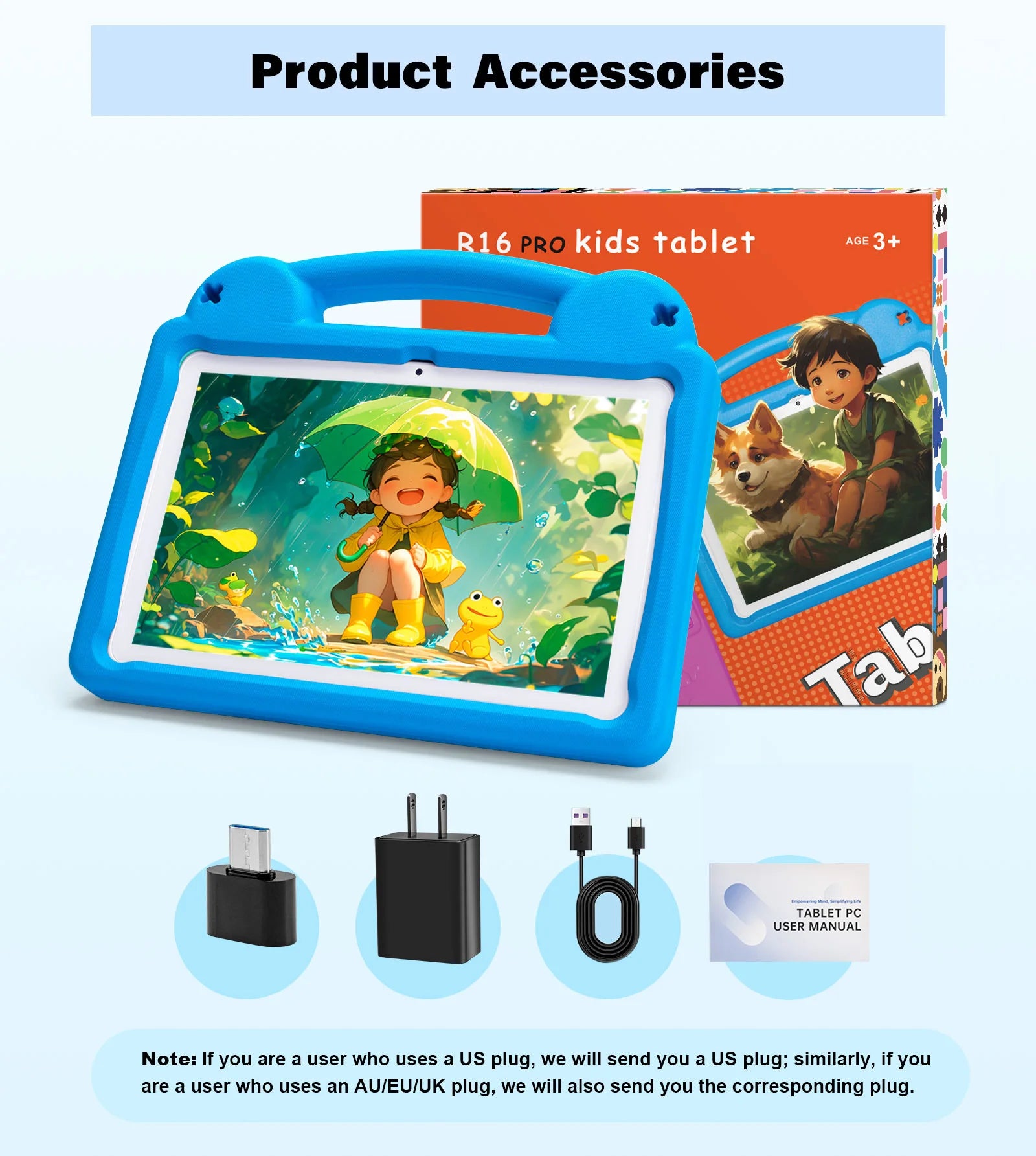 Paitanry 10.1 Inch Kids Tablet 5000Mah Octa-Core 8GB（4+4 Expand）RAM 64GB ROM A523 2.0GHZ Learning Education Children's Tablets
