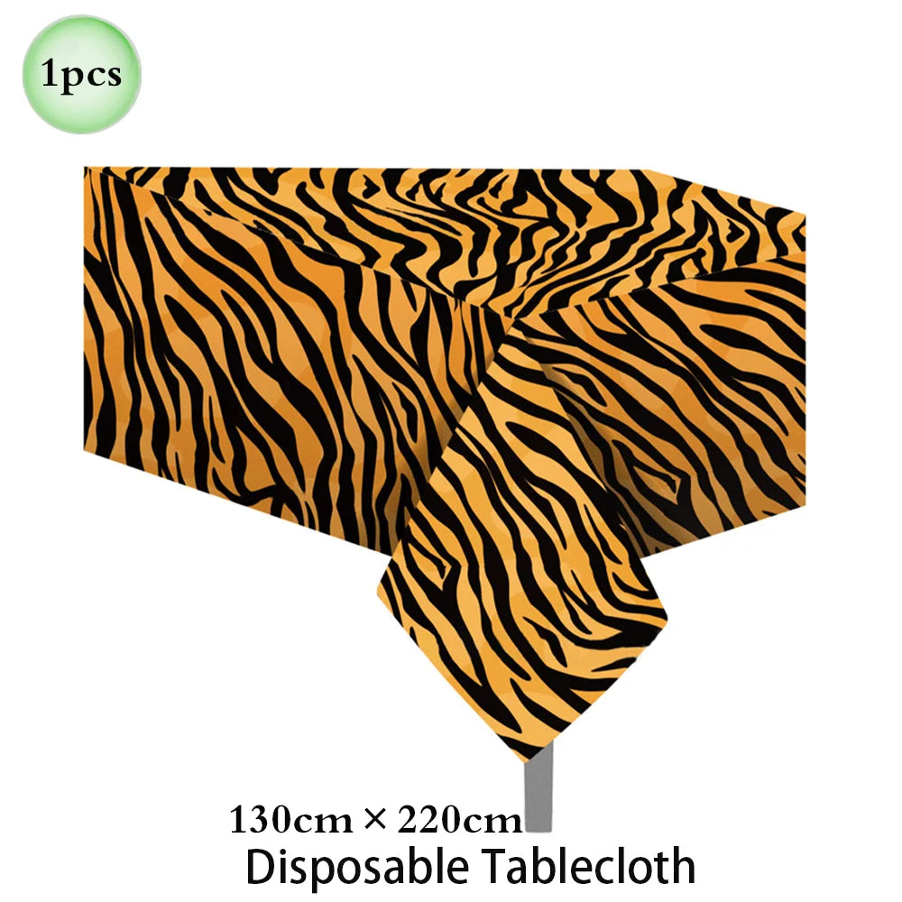 Woodland Animal Print Tablecloth Disposable Plates Napkins Cups Kids Jungle Safari Birthday Party Table Decoration & Accessories