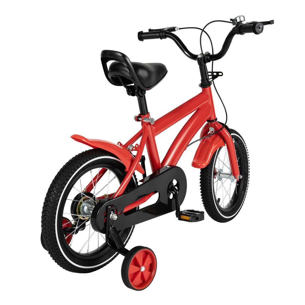 14inch Children's Bicycle with Training Wheel for 2-5 Year-Old Boys and Girls, Height Adjustable Kids Bike White/Yellow/Red/Blue