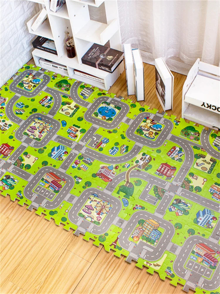 Baby Play Mat 9pcs/lot Kids Carpet Playmat Children Rug Soft Floor Toys Road Traffic Soft Floor Home Decor EVA Kids Foam Puzzles
