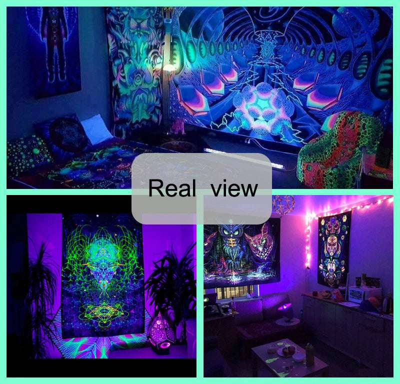 Fluorescent tapestry Wall hanging cloth Bedroom decoration psychedelic art poster