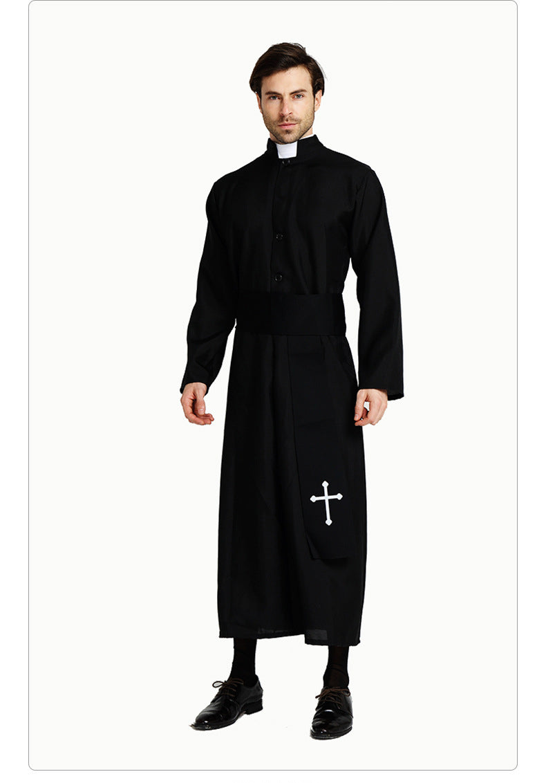 Adult Priest Pastor Minister Costume Men Religious Missionaries Clergyman Costumes Carnival Purim Mardi Gras Vocaloid Cosplay
