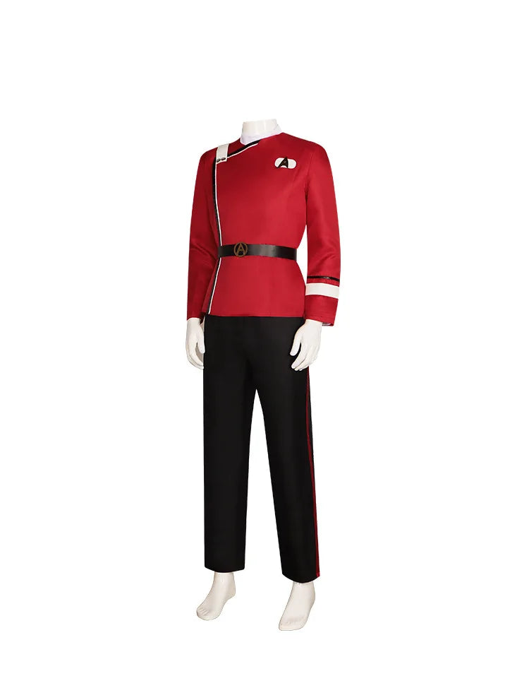 Anime World Hiking Role Playing Strange Costumes Captain Pike Red Jacket Top Pants Underwear Fleet Uniform Halloween Set Party