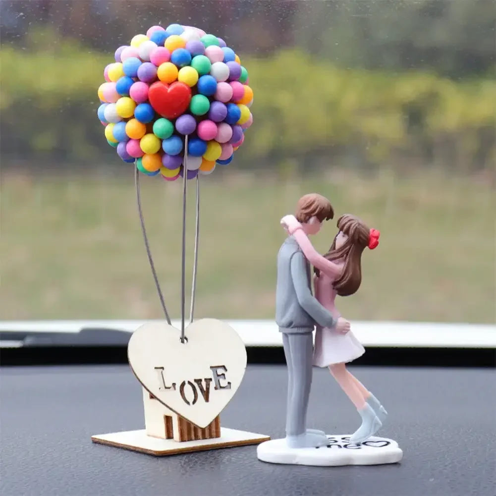 Cartoon Couples Car Decoration Accessories Romantic Lovers Figurines Balloon Ornament Auto Interior Dashboard Accessories Gifts