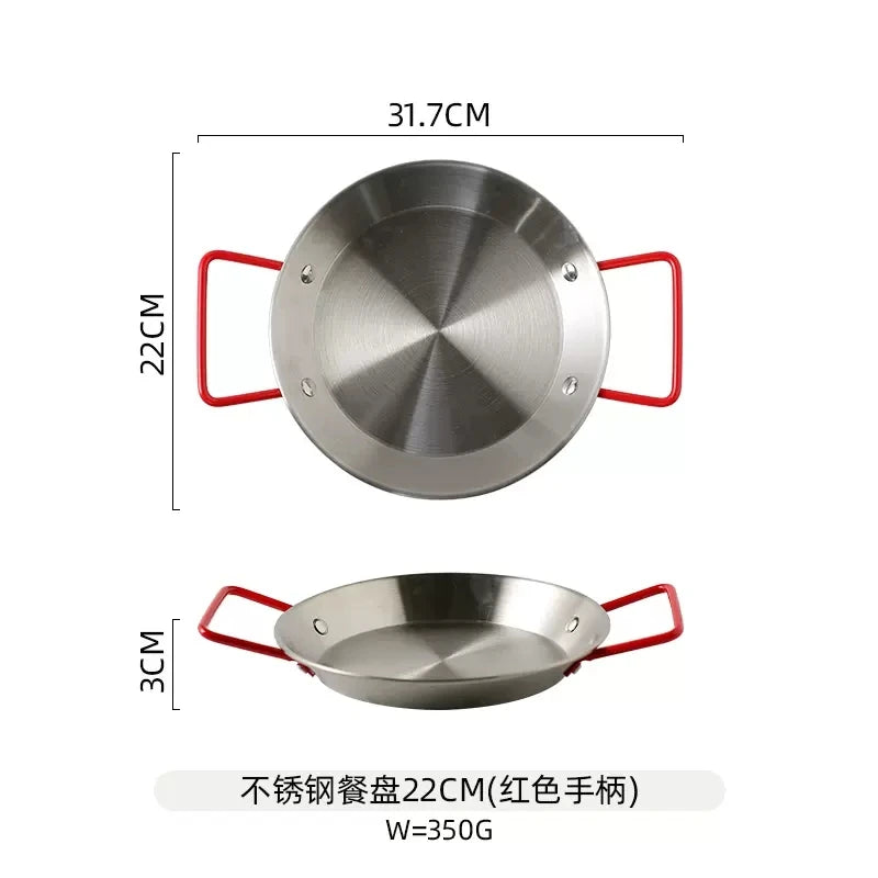 Spanish seafood rice Pot thickened stainless steel Cooking Paella Pan Lobster Snack Plates Saucepan Dry Pots Double Ears HotPot