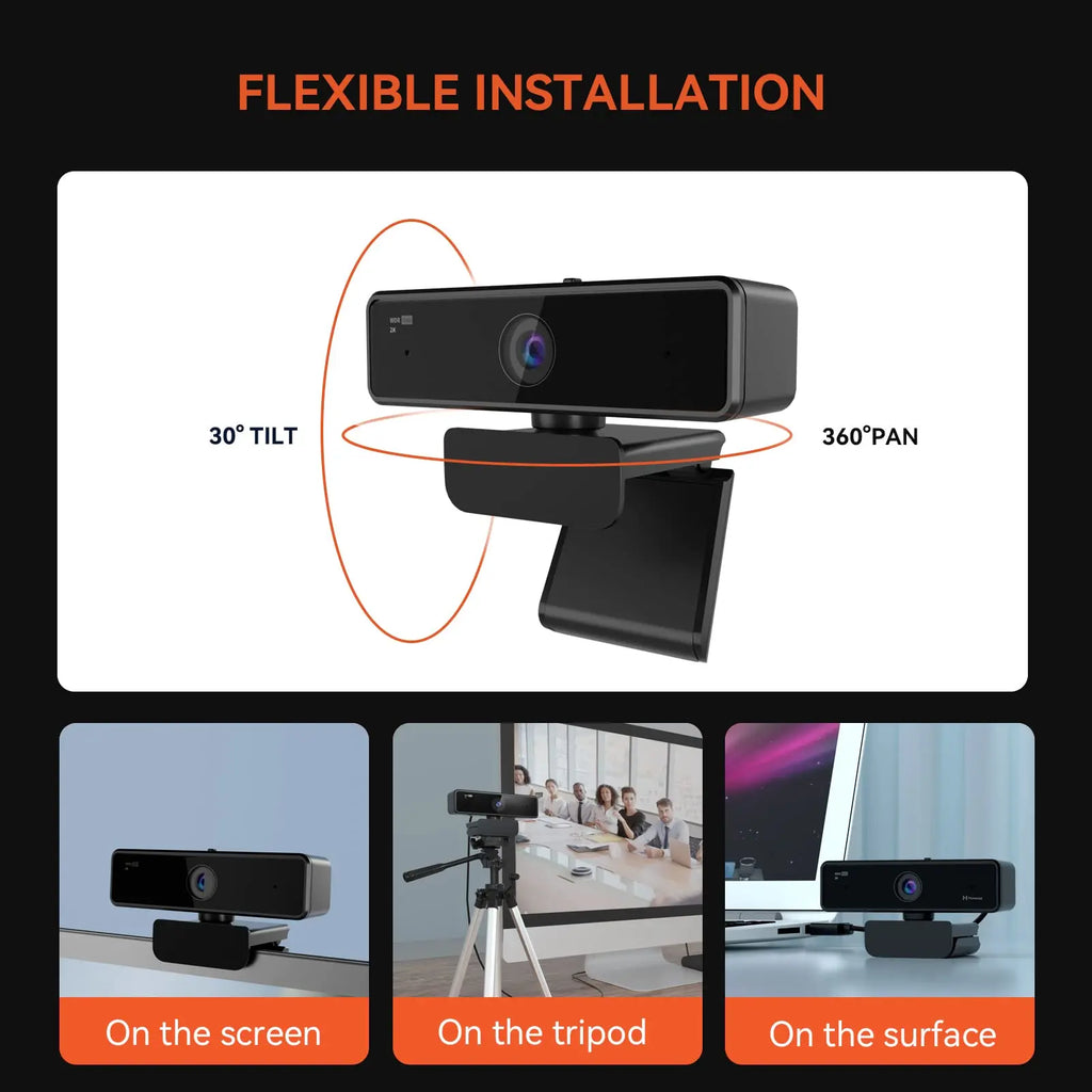 V11 2K Webcam for PC, 1080P 60FPS FHD 90° Web Camera with Microphone&Privacy Cover,USB Plug&Play for Mac/Laptop/Desktop/Computer