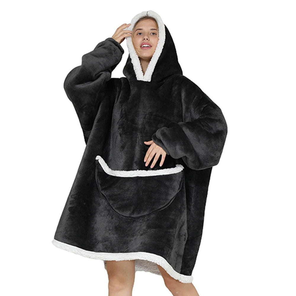Lazy Hoodie Blanket Oversized for Women Winter Fleece Sherpa Leopard Print Sleeping Blanket Hoodies Thicken Fleece Sweatshirt