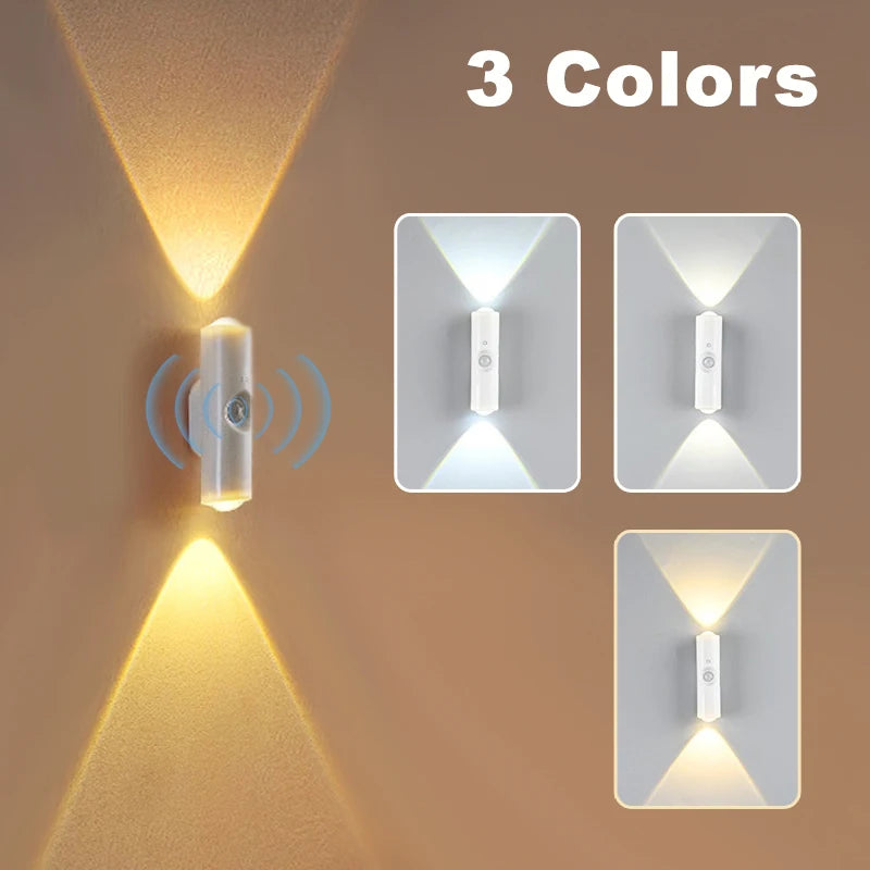 Smart RGB Gradient Night Light Wall Lamp for Bedroom Bathroom Magnetic Motion Sensor Rechargeable Closet Garden Home Decor