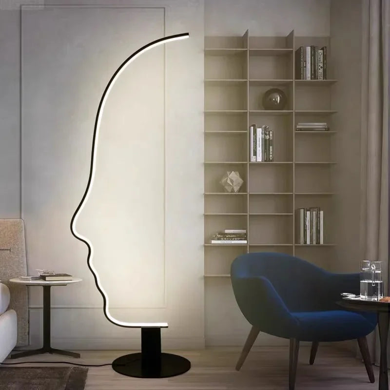 Nordic Human Face Led Floor Lamp For Living Room Bedroom Bedside Standing Light Modern Home Decor Indoor Lighting Lustre Fixture
