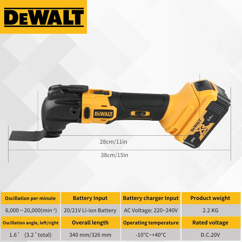 DEWALT 20V Cordless Oscillating Tool 3.2° Angle 6-Speed for Multi-Material Trimming/Cutting in Workshop & Home Renovation Tasks