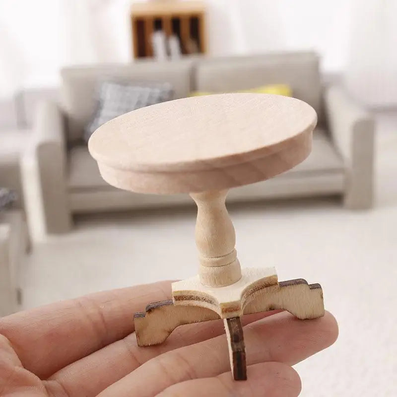 Dollhouse Miniature Coffee Table Small Round Table Original Wood Table Furniture Home Model Decor Toy Accessorie