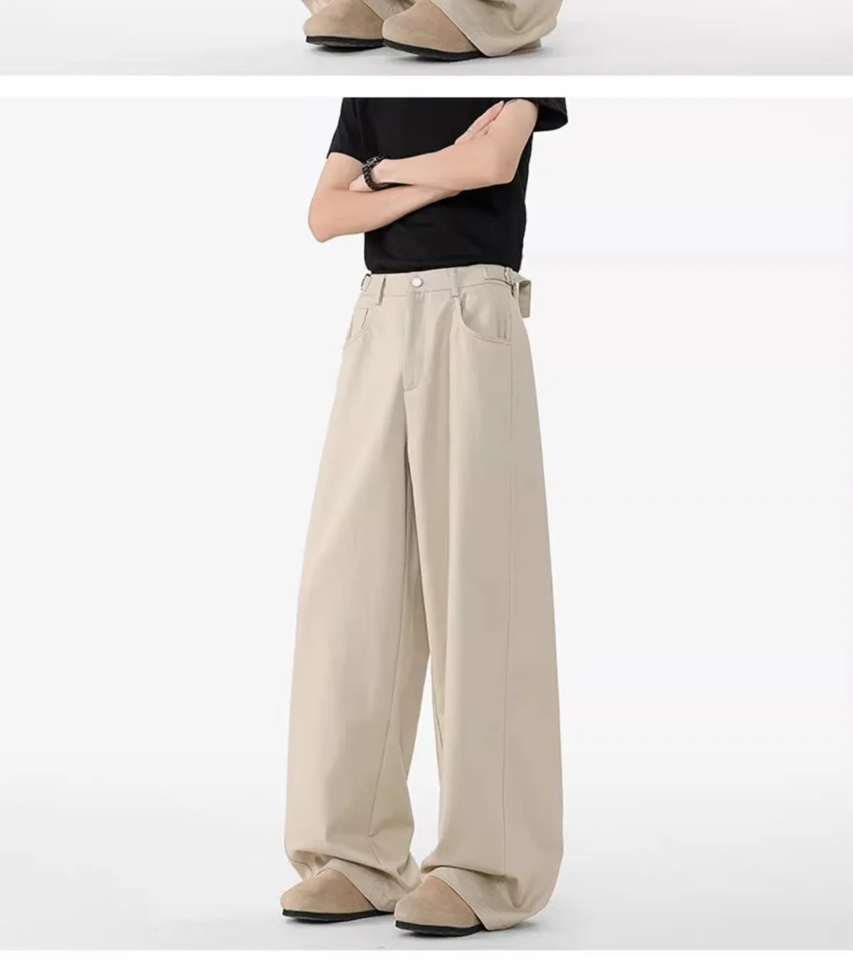 Men's Oversized Wide Leg Trousers High Waist Relaxed Fit Pants