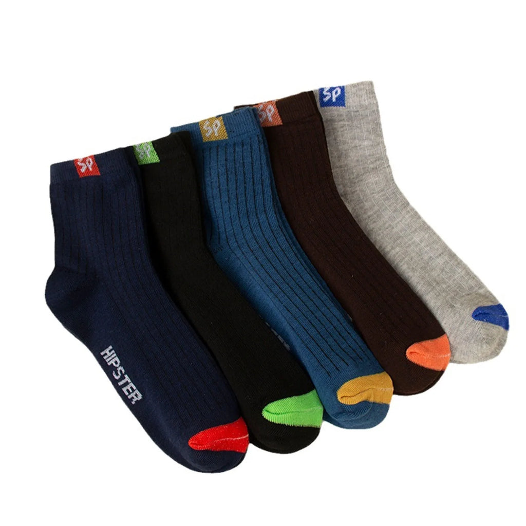 5 Pairs Men's Socks Mid-Calf Socks Warm Socks Long Sweat-Absorbing Breathable Socks Trendy Versatile Fall And Winter Sports Sock
