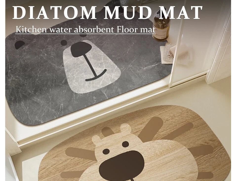 Bathroom Carpet Non-slip Water-absorbent Dirt-resistant Floor Mat Cute Animal Head Pattern Rug Irregular Size Home Decor Mats