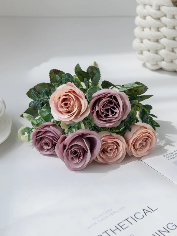 Artificial Flowers Nordic Rose Silk Wedding Home Bridal Bouquet Outdoor Courtyard Table Decoration Party DIY Gift Shooting Props