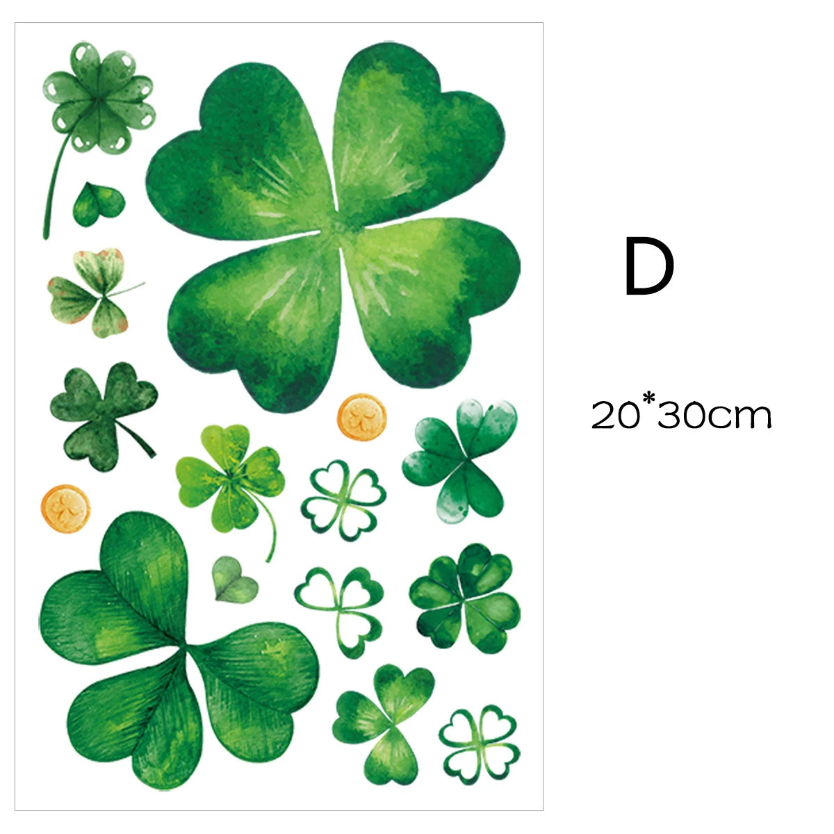 1/5Pc St. Patrick's Day Theme Double-Side Window Stickers Shamrock Wall Sticker for Home Irish Saint Party Background Decoration