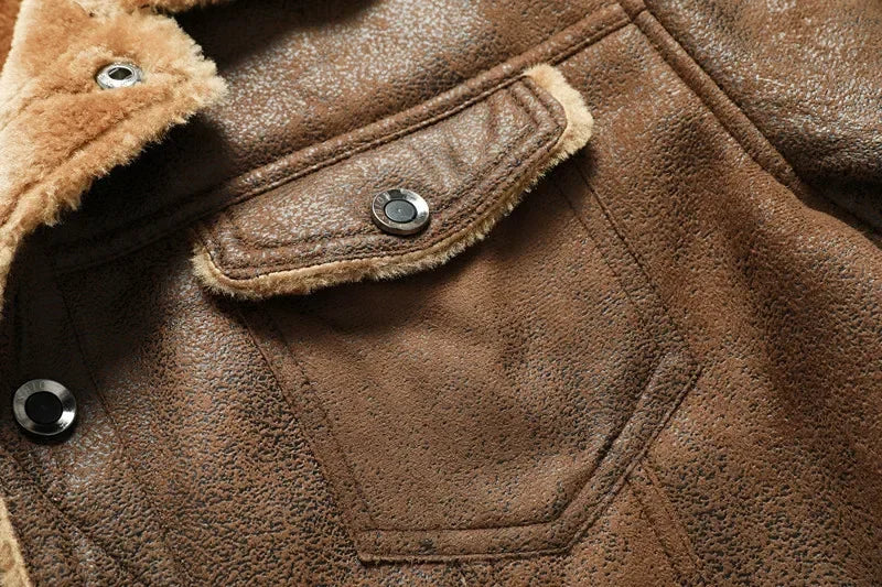 Men Clothing High Quality Male Thicken Leather Jacket Mens Warm Jacket Youth Fashion Casual Coat Winter Men Suede Leather Coat
