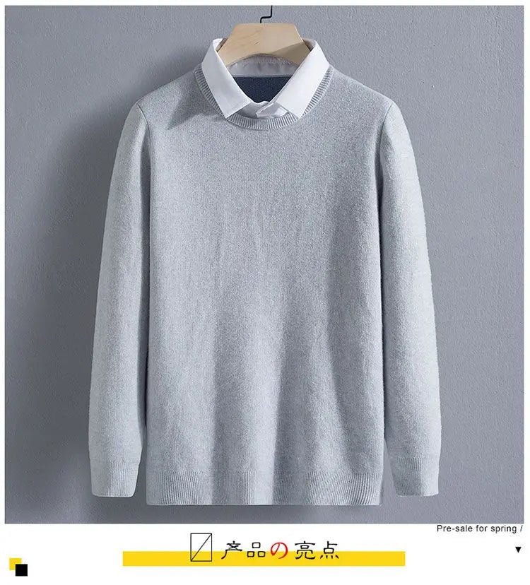 Men's Clothing Autumn Winter Long Sleeve New Tops T-Shirts Round Neck Fashion New Comfortable Solid Color Sweaters