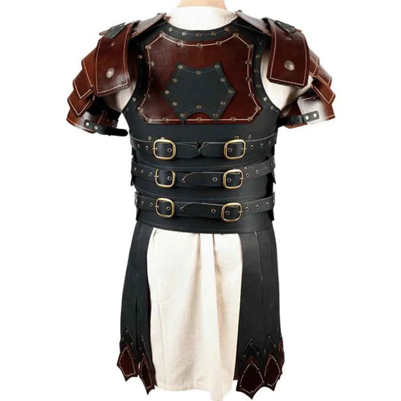 Medieval Ancient Greek Roman Legion Gladiator PU Leather Cuirass Shoulder Chest Armor Viking Warrior Knight Cosplay Costume LARP