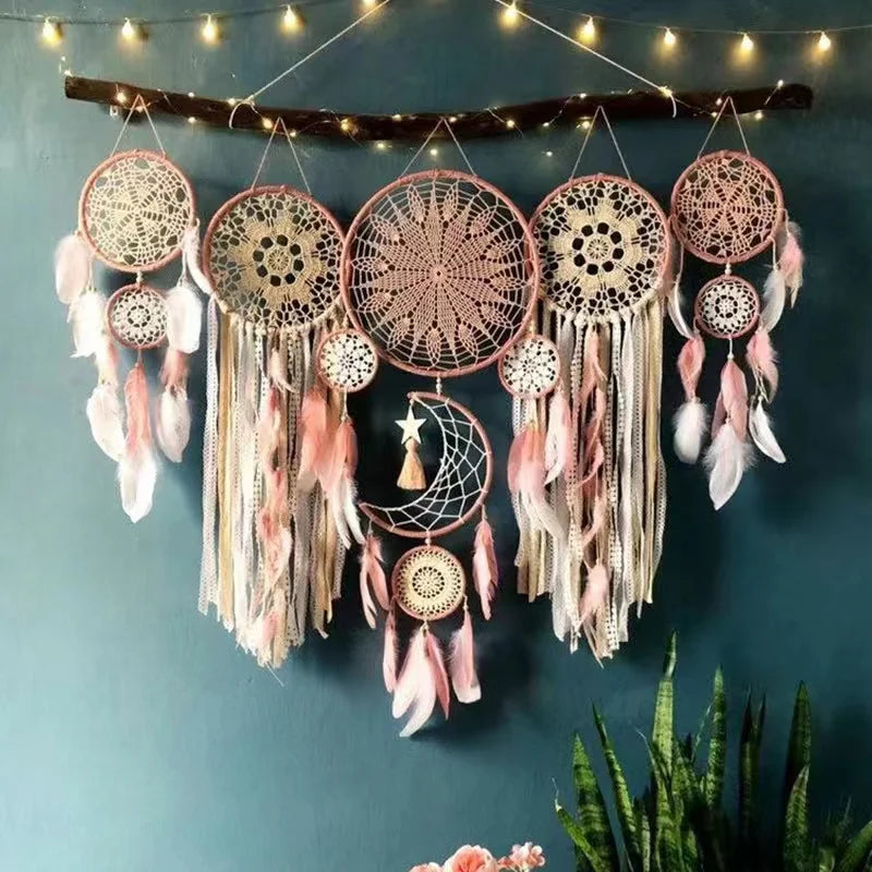 Indian Dream Catcher Wind Chime, Handmade Feather Pendant, Indoor Tassel, Wall Hanging, Wedding Decoration, Kids Room decor